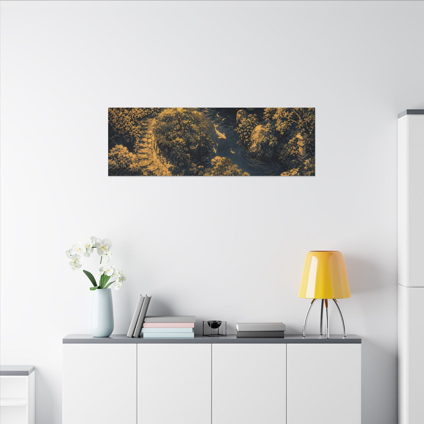 Contemplative Moonlit Garden Canvas Art - Ukiyo E Inspired Zen