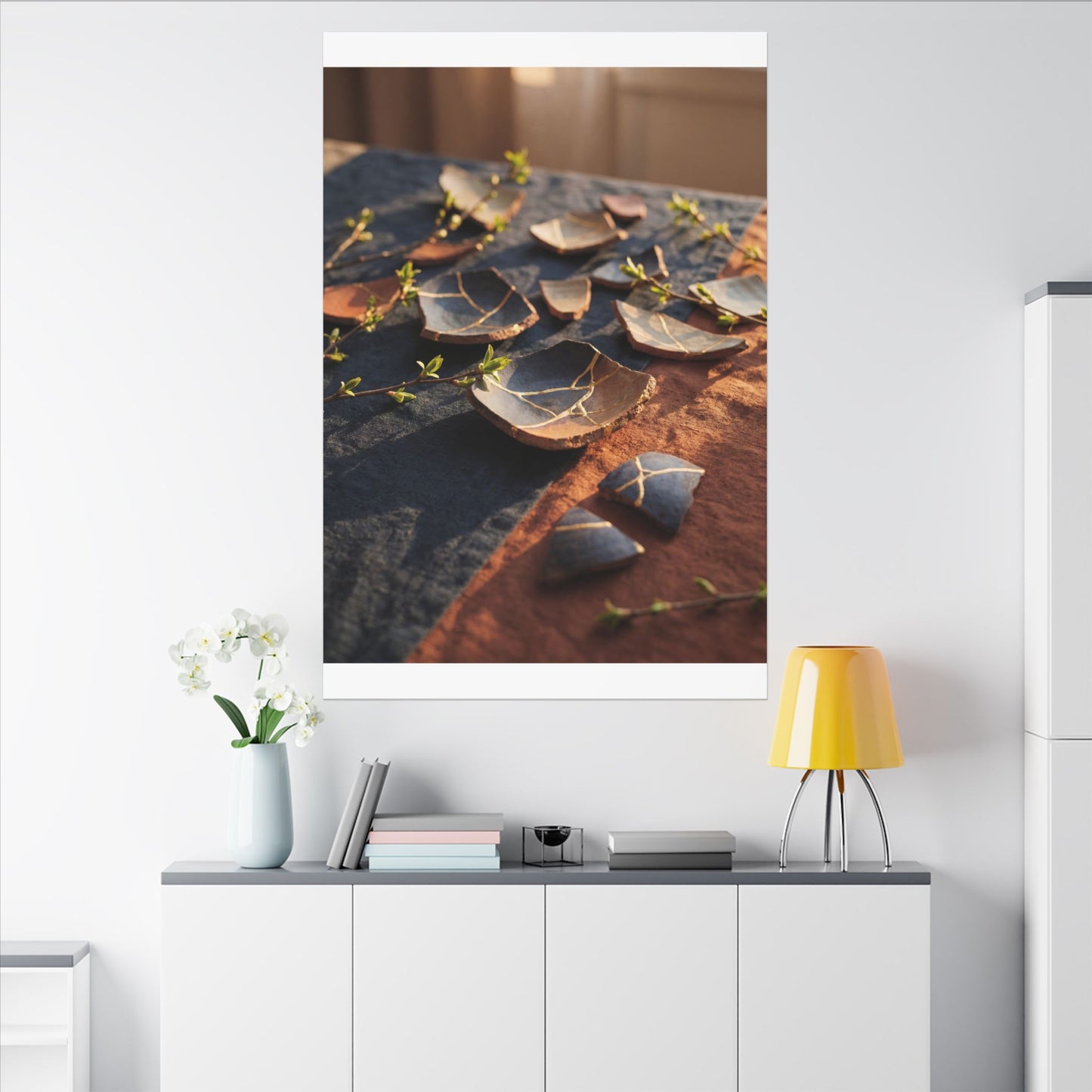 Spring Broken Pottery Gold Vein Canvas Art | Philosophical Decor