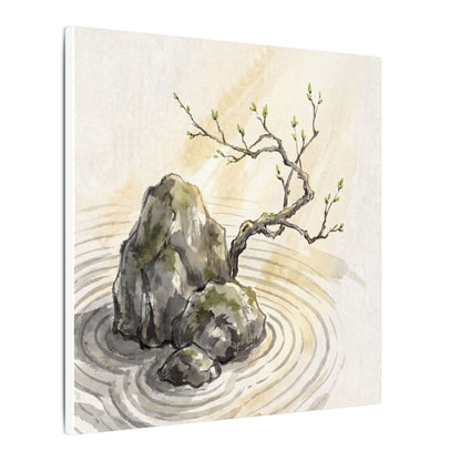 Serene Rock Garden Canvas Art - Sumi E Zen