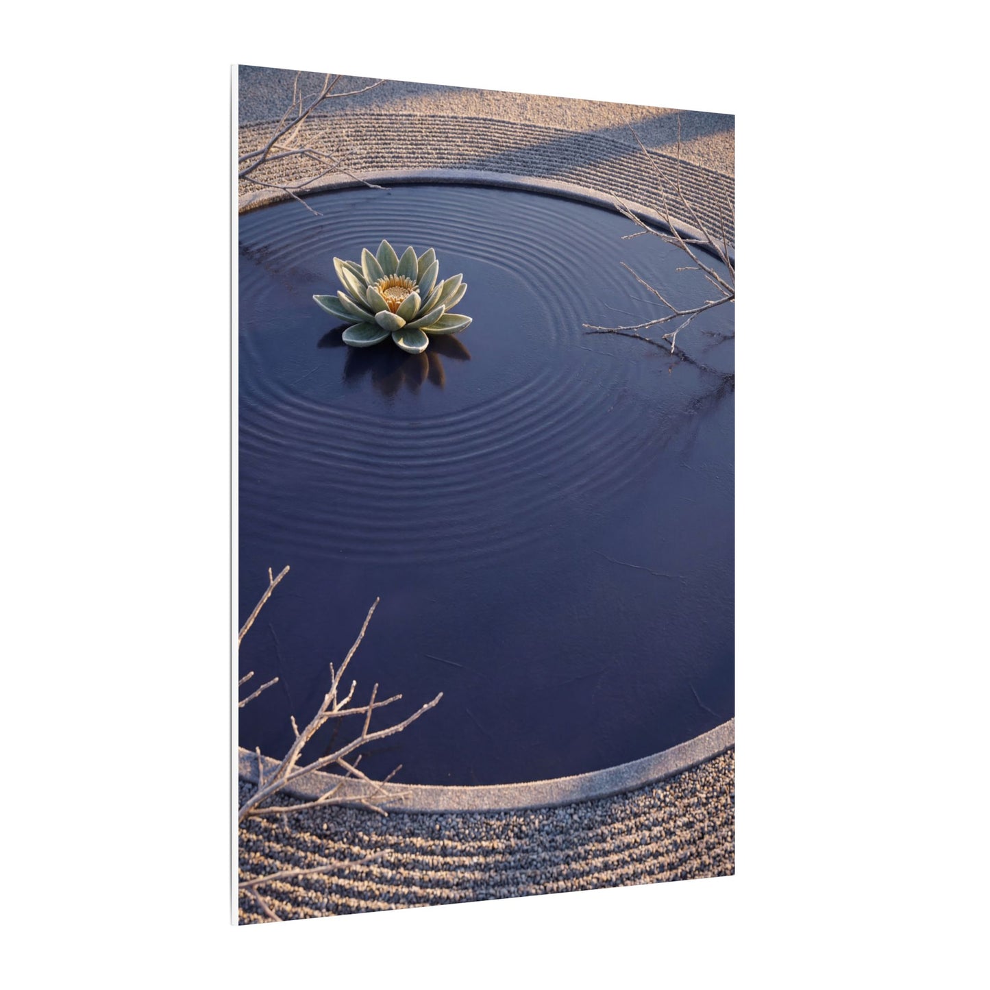 Lotus Flower Canvas Art | Winter Zen Karesansui Art