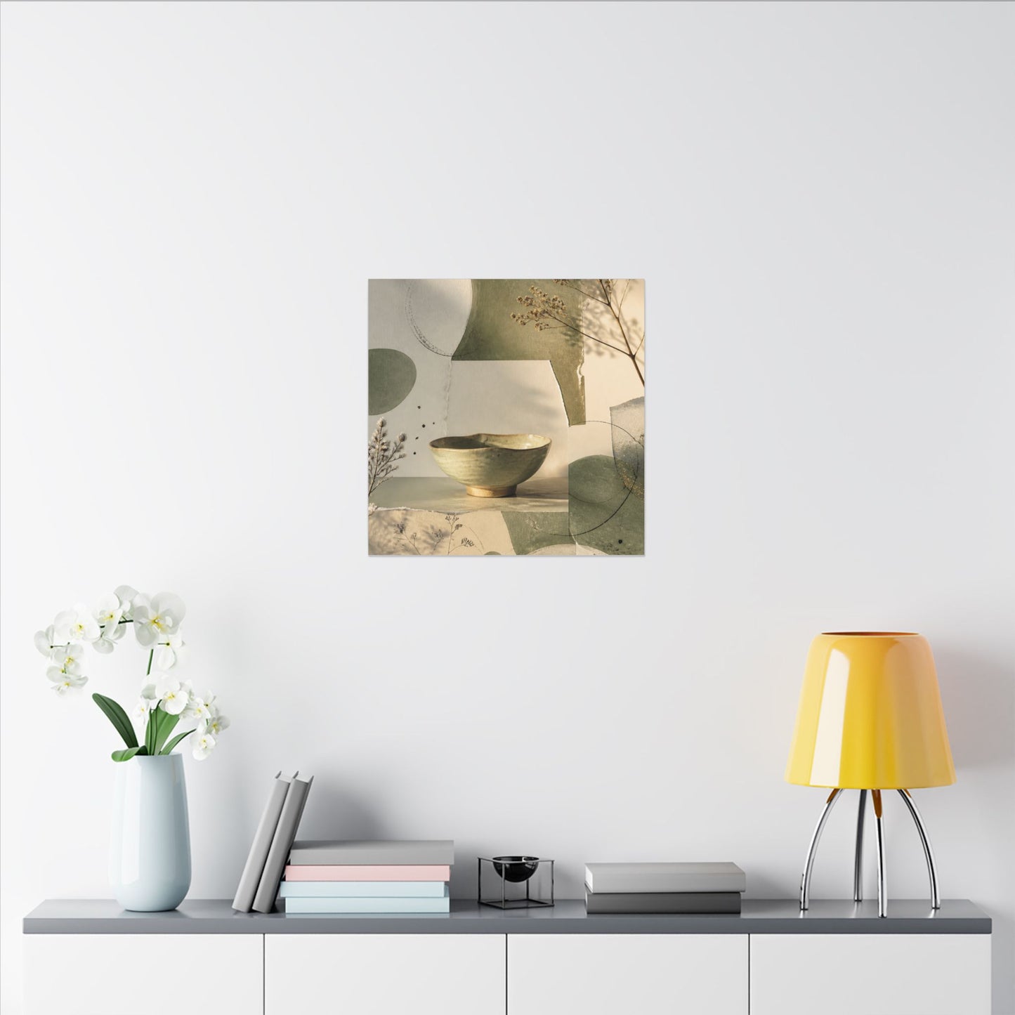 Warm Ceramic Bowl Canvas Art - Minimal Line Japandi