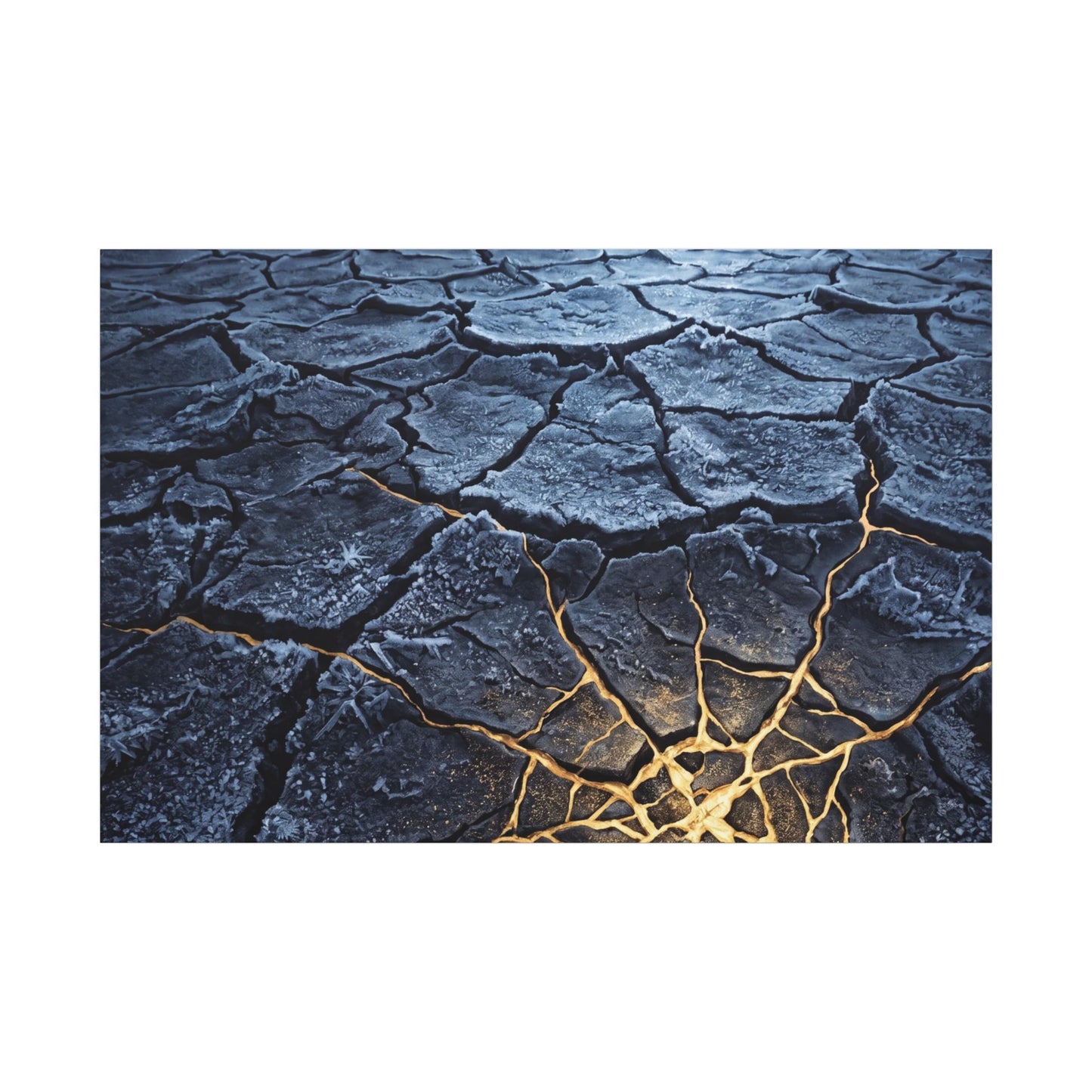 Moonlight Cracked Earth Canvas Art - Kintsugi Mono No Aware