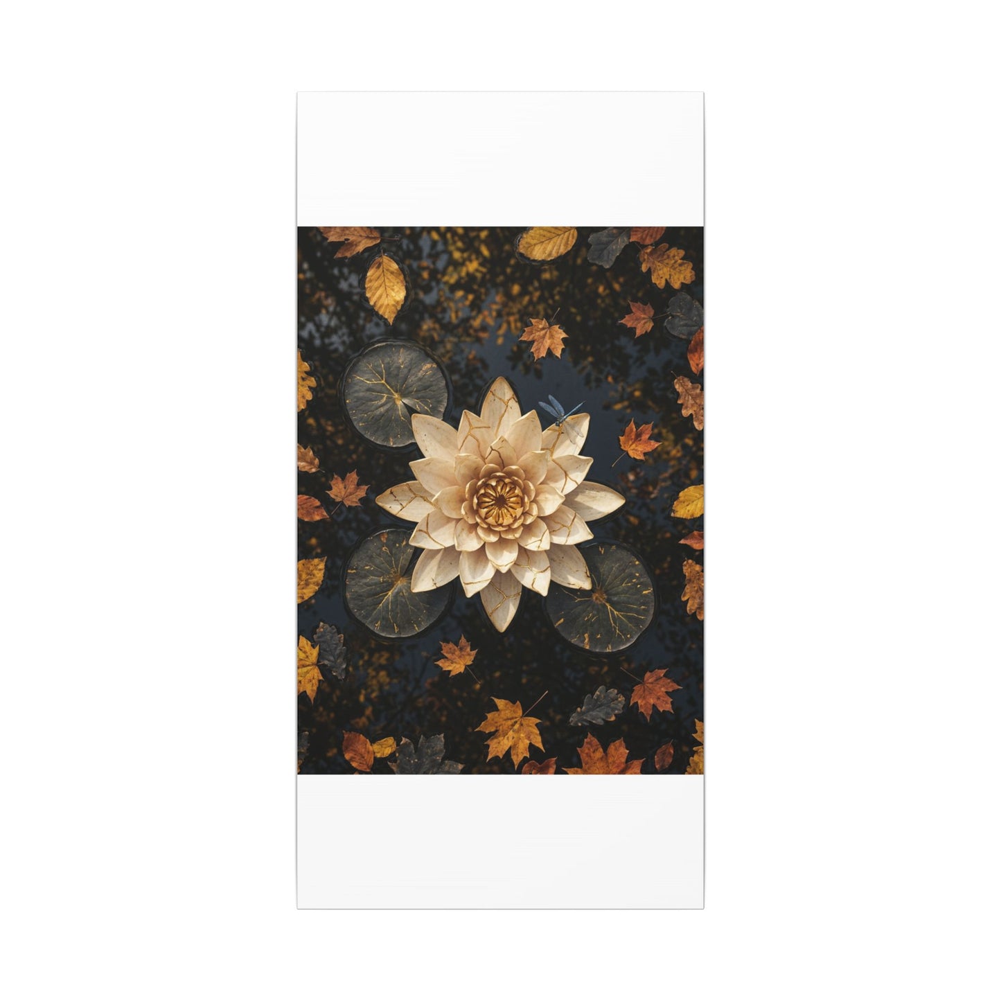 Kintsugi Lotus Flower in Dappled | Gold Repair Canvas Art