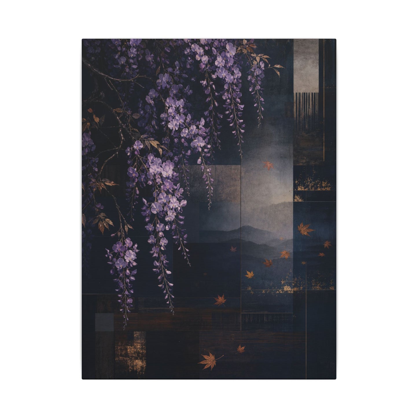 Dawn Wisteria Canvas Art - Dark Japandi Fukinsei