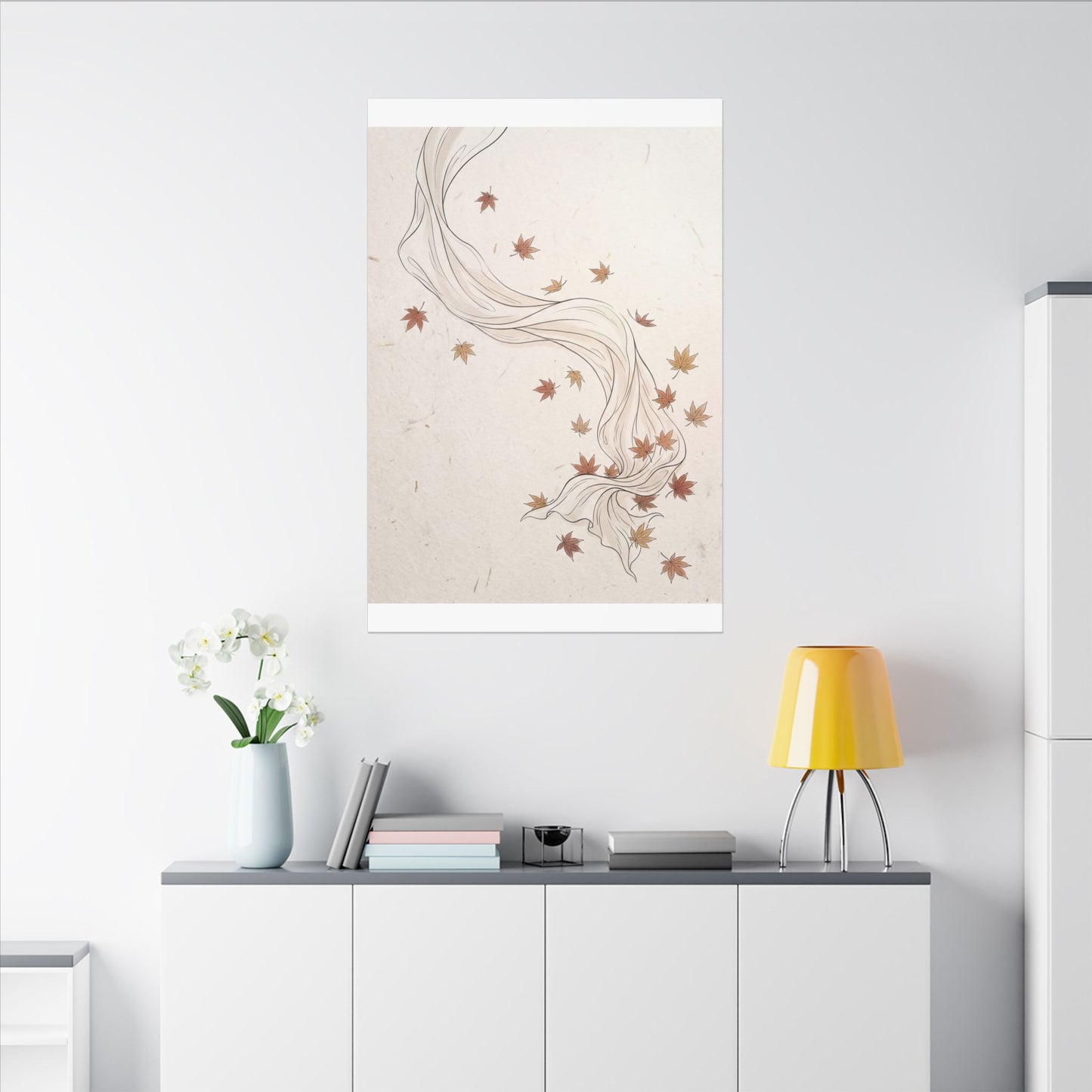 Japandi Silk Drape in Dawn | Minimal Line Canvas Art