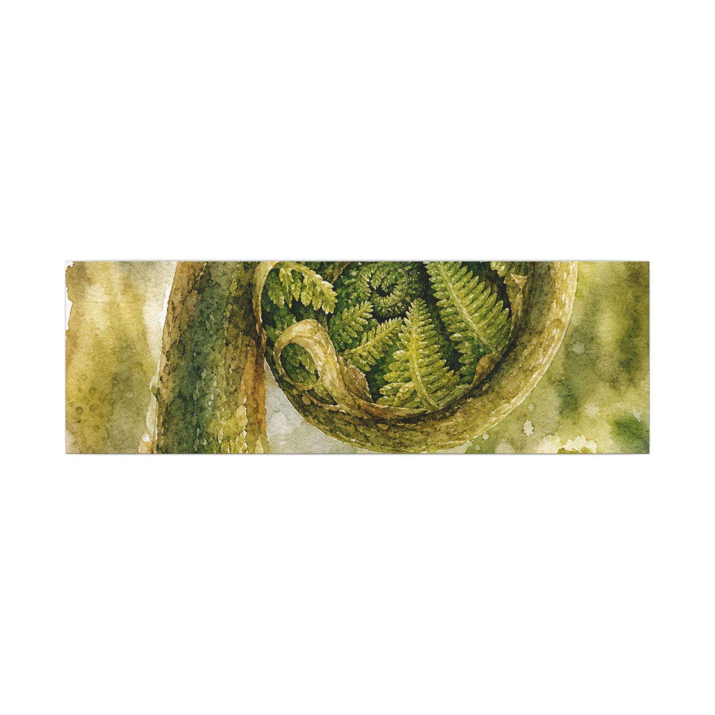 Japandi Fern Unfurling in Dappled | Watercolor Canvas Art