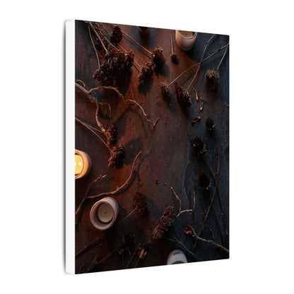 Dried Flowers Canvas Art | Winter Dark Japandi Moody Minimal Art