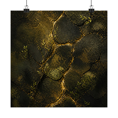 Cracked Earth Dark Texture Wall Art Print | Sophisticated Dark Japandi Art