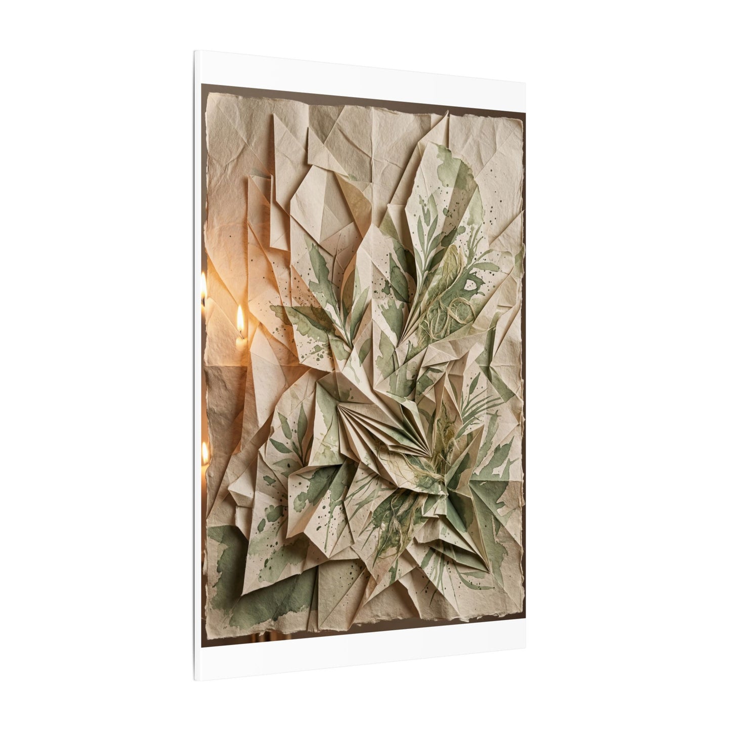 Japandi Paper Fold in Candlelight | Texture Canvas Art