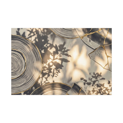 Healing Water Ripple Canvas Art - Gold Vein Kintsugi Art Print