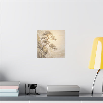 Winter Pine Tree Japanese Pattern Canvas Art | Elegant Decor