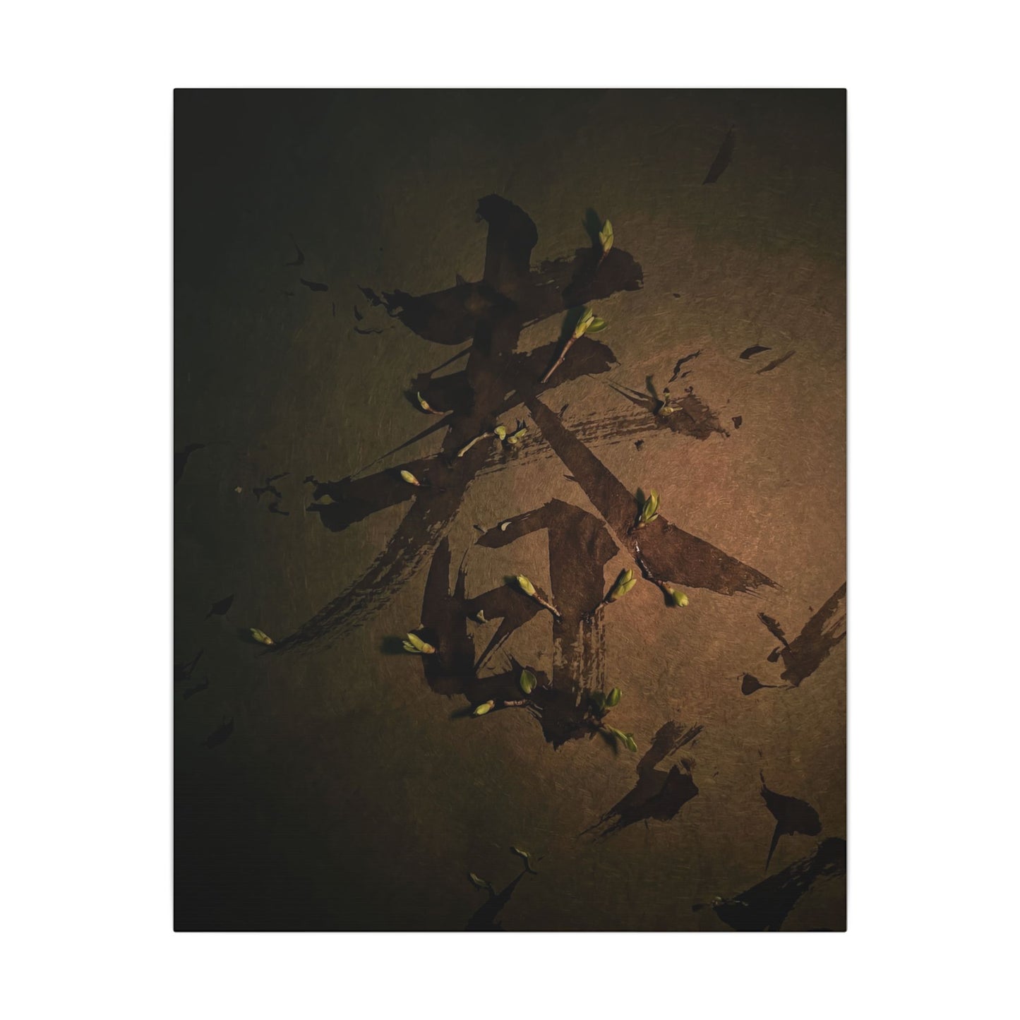 Calligraphy Shadow Zen Canvas Art | Bold Dark Japandi Art