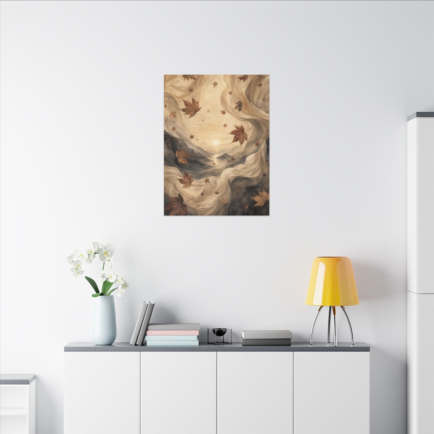 Autumn Silk Drape Watercolor Canvas Art | Earthy Decor