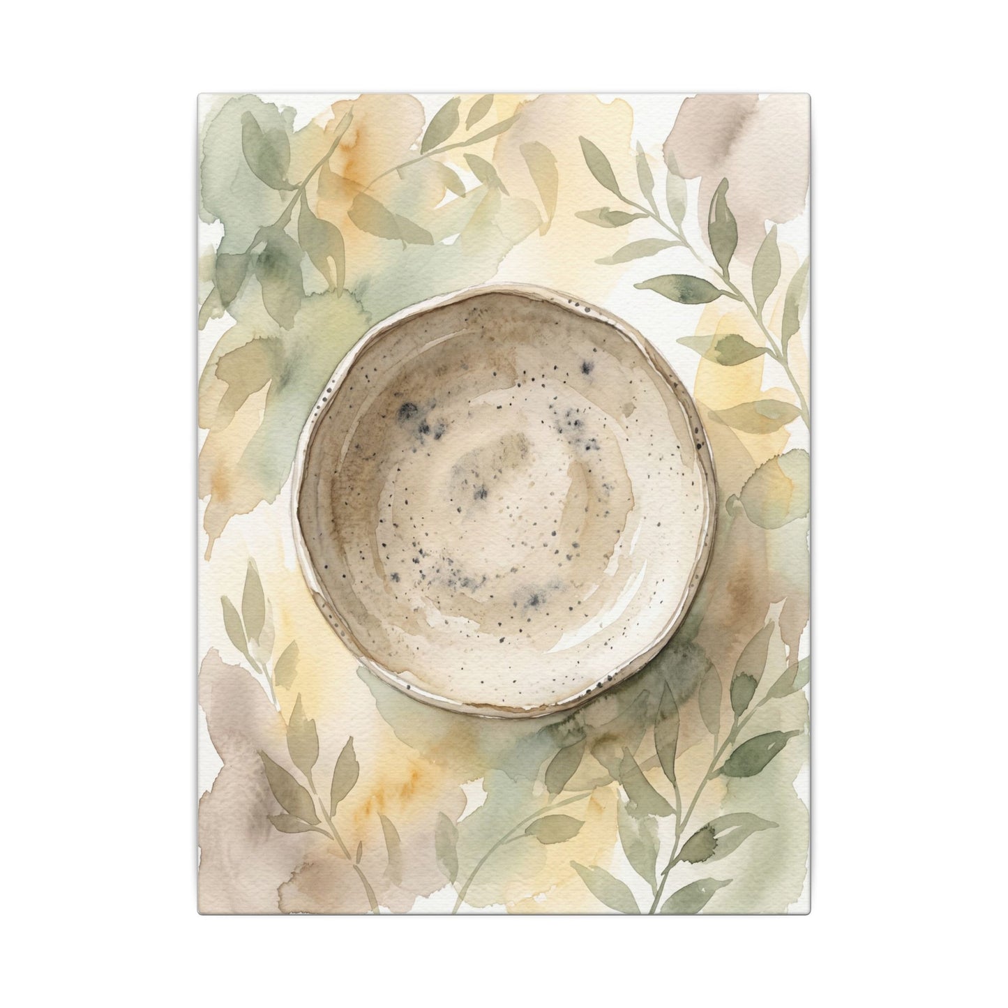 Ceramic Bowl Watercolor Canvas Art | Warm Japandi Art