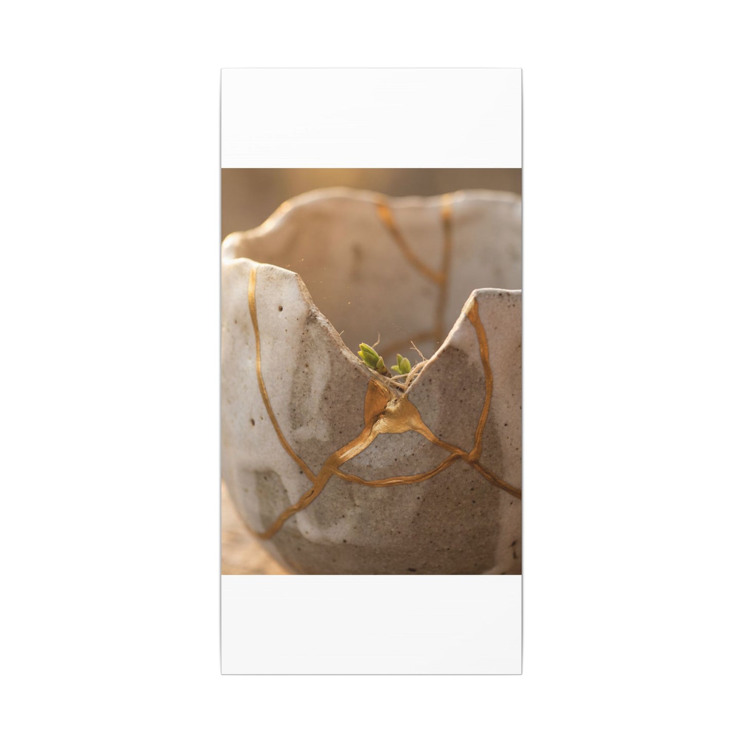 Golden Hour Broken Pottery Canvas Art - Japandi Kanso