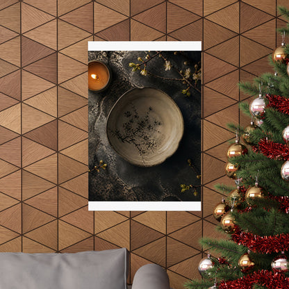 Neutral Ceramic Bowl Wall Art Print - Japanese Pattern Japandi