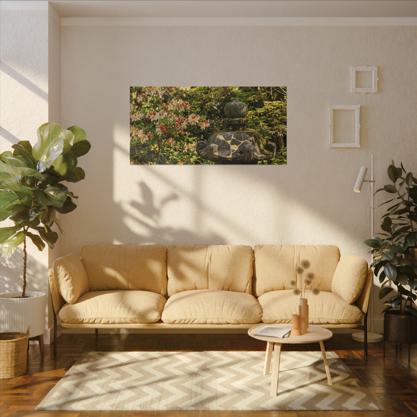 Spring Stone Lantern Gold Repair Canvas Art | Beautiful Decor