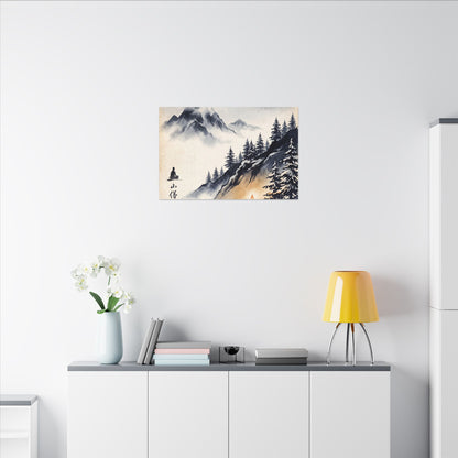 Mountain Mist Canvas Art | Winter Zen Ukiyo E Inspired Art