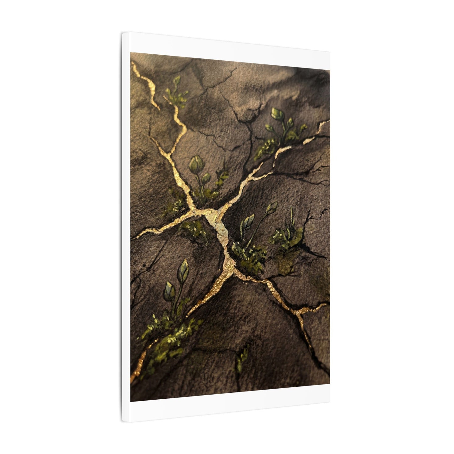 Spring Cracked Earth Charcoal Ink Canvas Art | Luxurious Decor