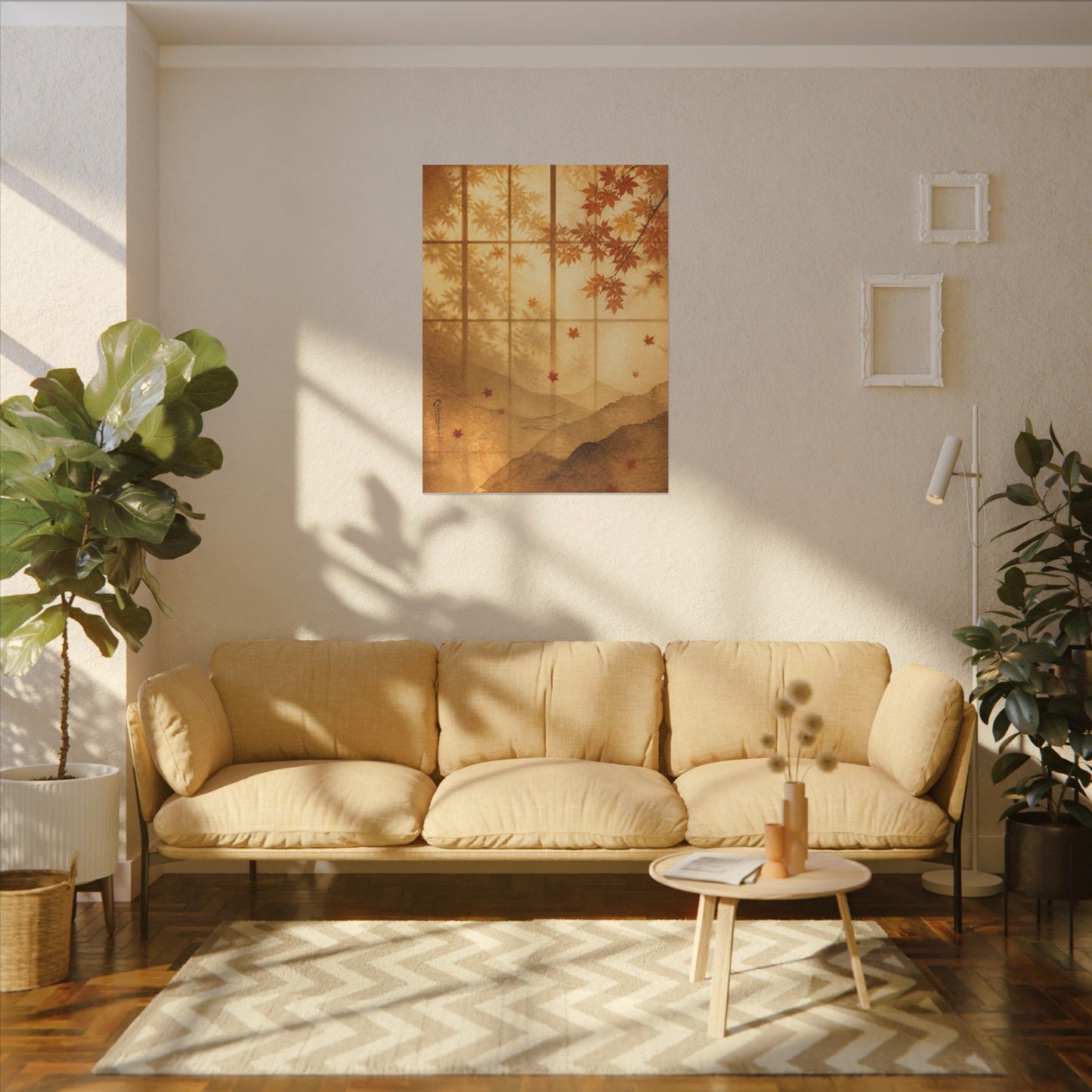 Shoji Screen Texture Canvas Art | Earthy Japandi Art