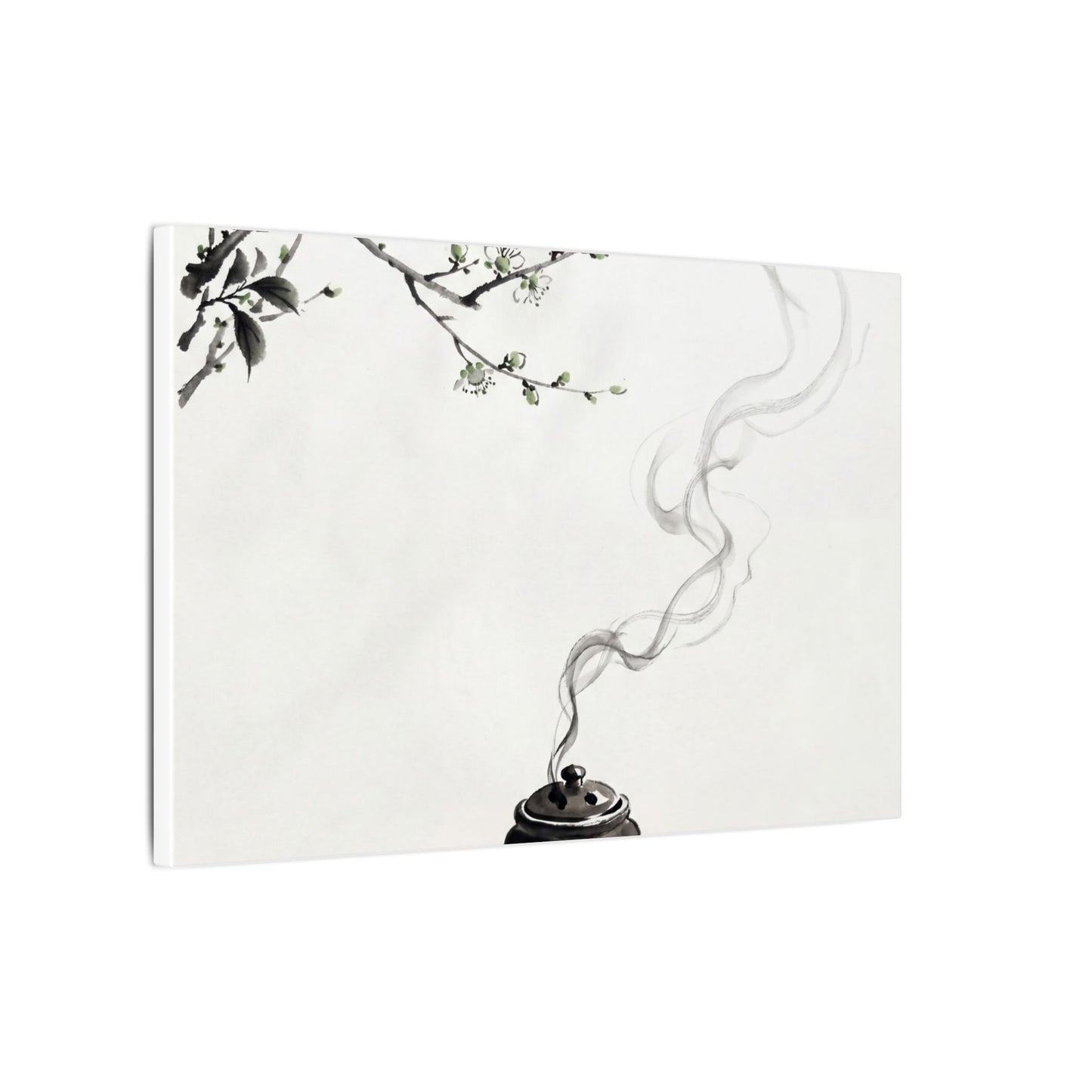 Calm Incense Smoke Canvas Art - Sumi E Zen