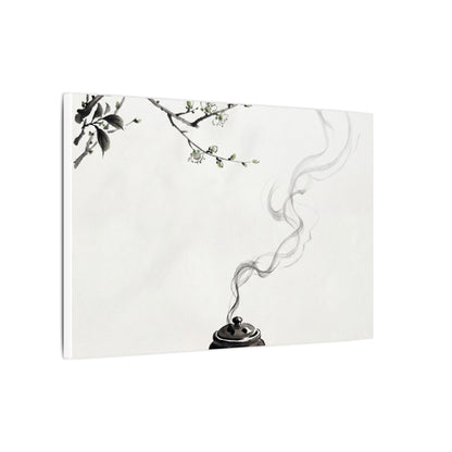 Calm Incense Smoke Canvas Art - Sumi E Zen