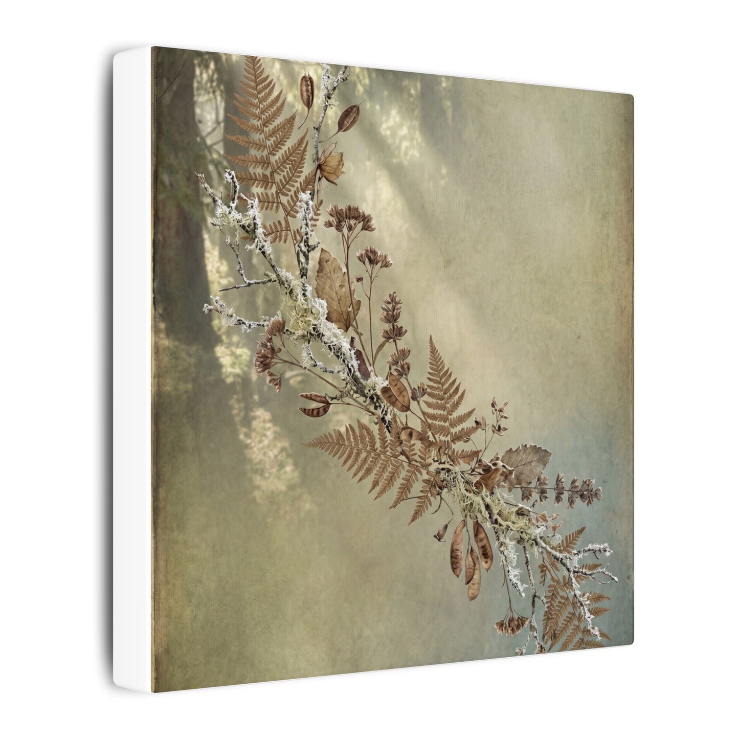 Winter Dried Flowers Forest Whimsy Canvas Art | Earthy Decor
