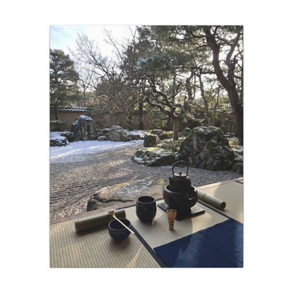 Winter Tea Ceremony Karesansui Canvas Art | Serene Decor