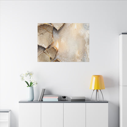 Broken Pottery Winter Canvas Art | Japandi Warm Design