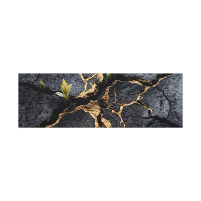 Ma Cracked Earth Canvas Art - Dark Japandi Charcoal Ink