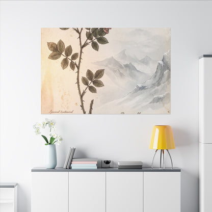 Winter Mountain Mist Herbarium Canvas Art | Earthy Decor