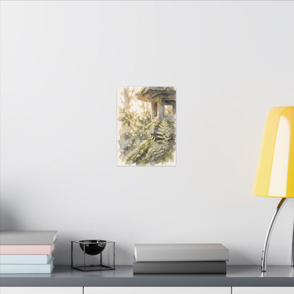 Earthy Stone Lantern Canvas Art - Watercolor Japandi