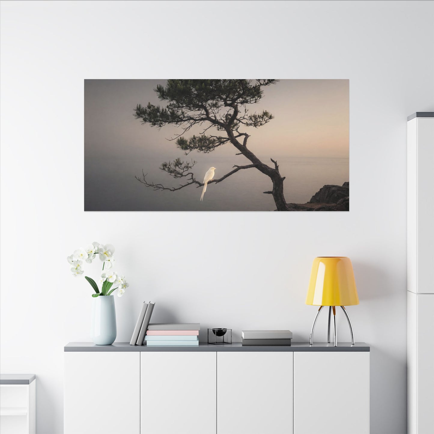 Dawn Pine Tree Canvas Art - Dark Japandi Datsuzoku