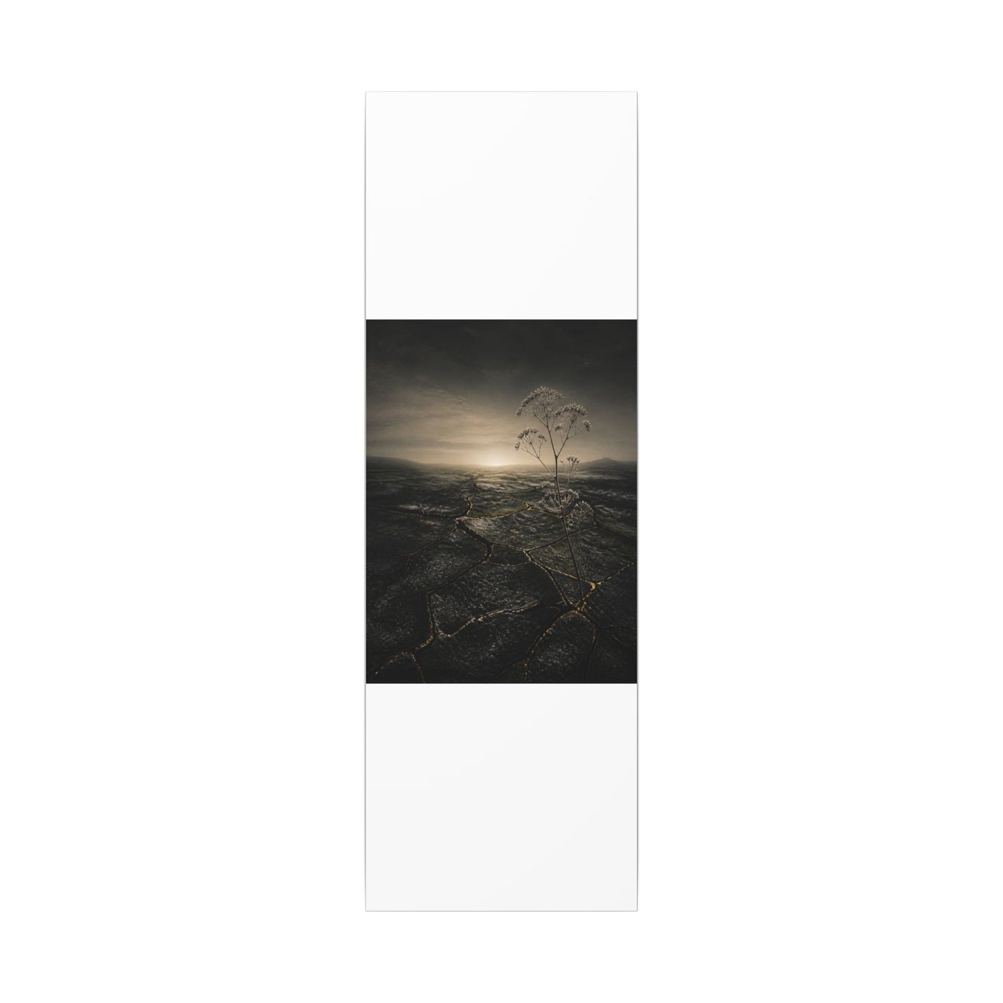 Dawn Cracked Earth Canvas Art - Dark Japandi Mono No Aware