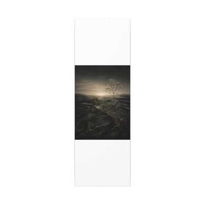 Dawn Cracked Earth Canvas Art - Dark Japandi Mono No Aware
