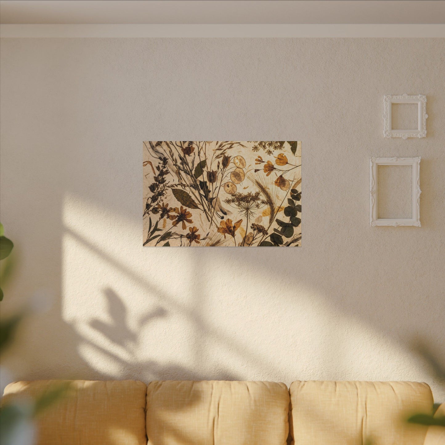 Dried Flowers Summer Canvas Art | Japandi Neutral Design