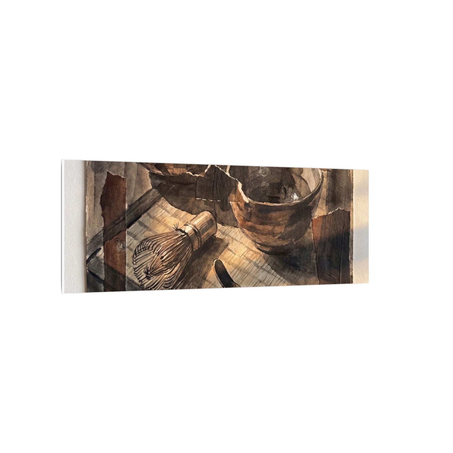 Tea Ceremony Charcoal Ink Canvas Art | Luxurious Dark Japandi Art