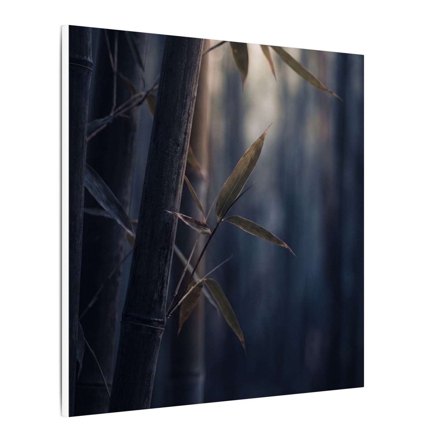 Dark Japandi Bamboo Grove in Dawn | Moody Minimal Canvas Art