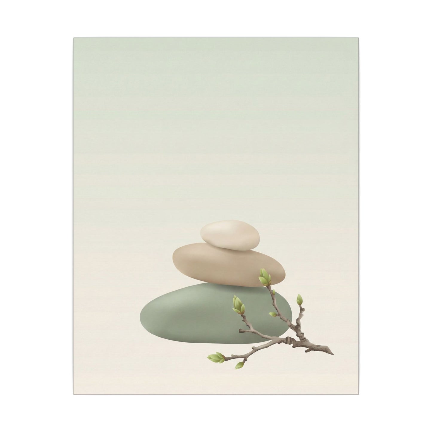 Dawn River Stones Canvas Art - Japandi Fukinsei