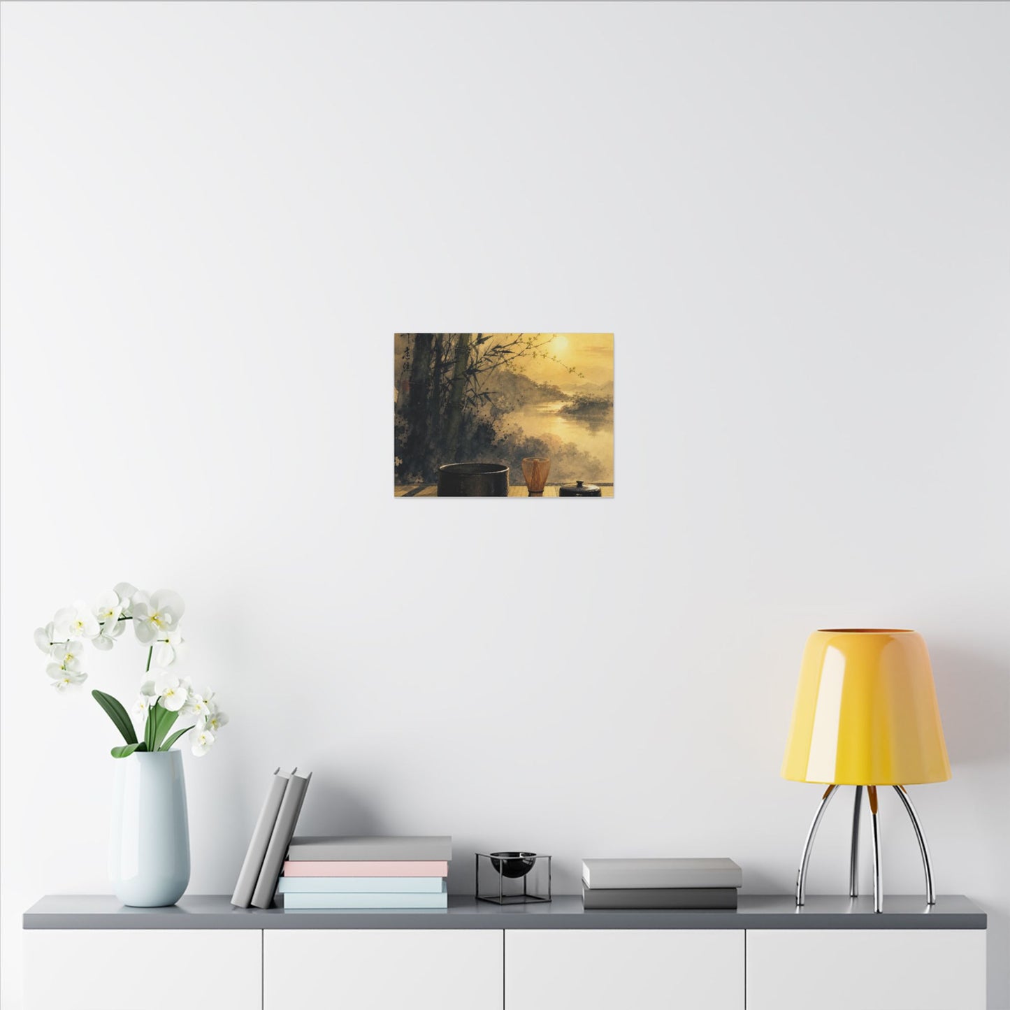 Tea Ceremony Sumi E Canvas Art | Contemplative Zen Art