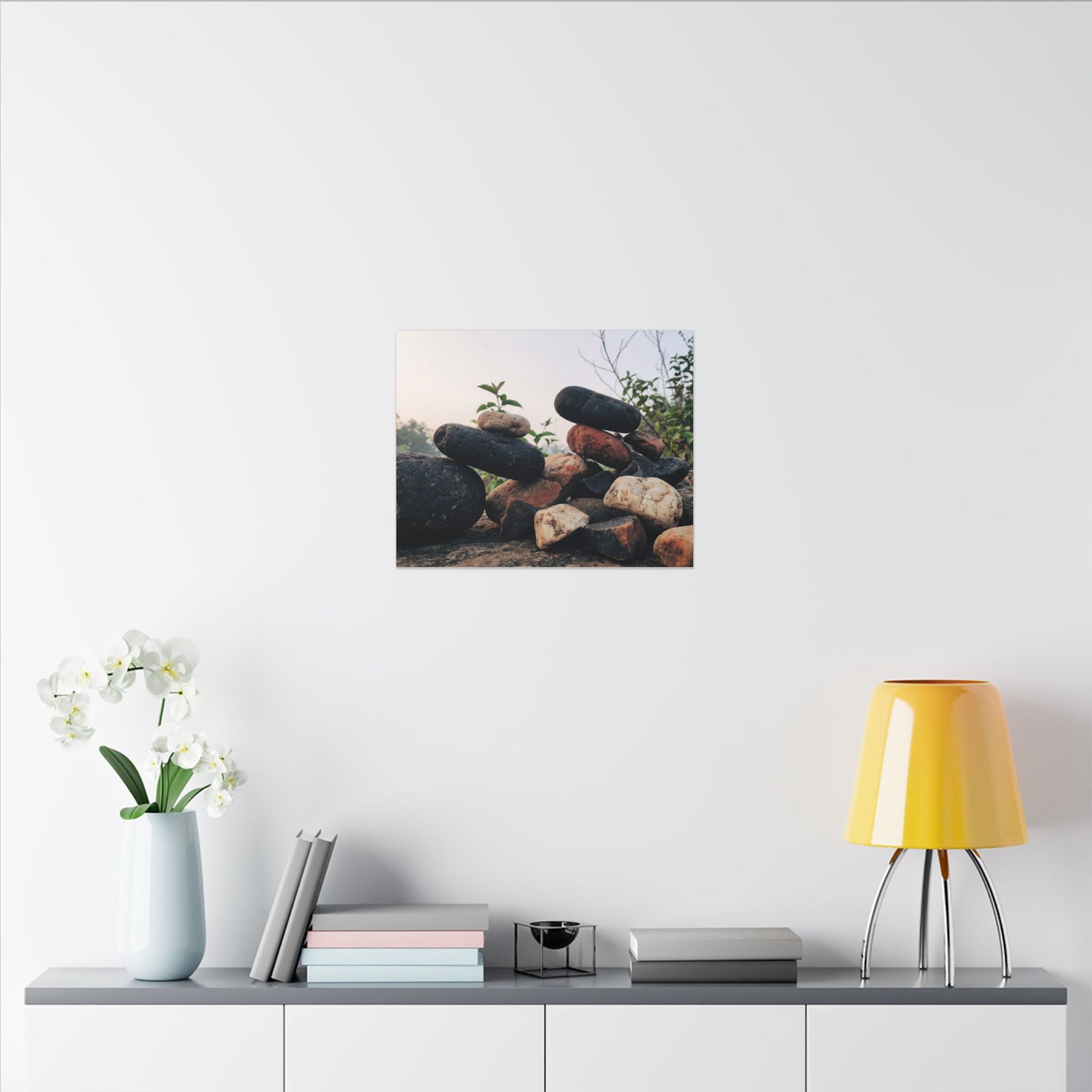 River Stones Canvas Art | Spring Kintsugi Broken Beauty Art