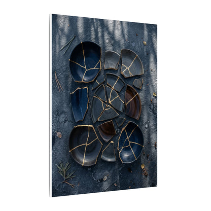 Dark Japandi Broken Pottery in Dappled | Shadow Zen Canvas Art