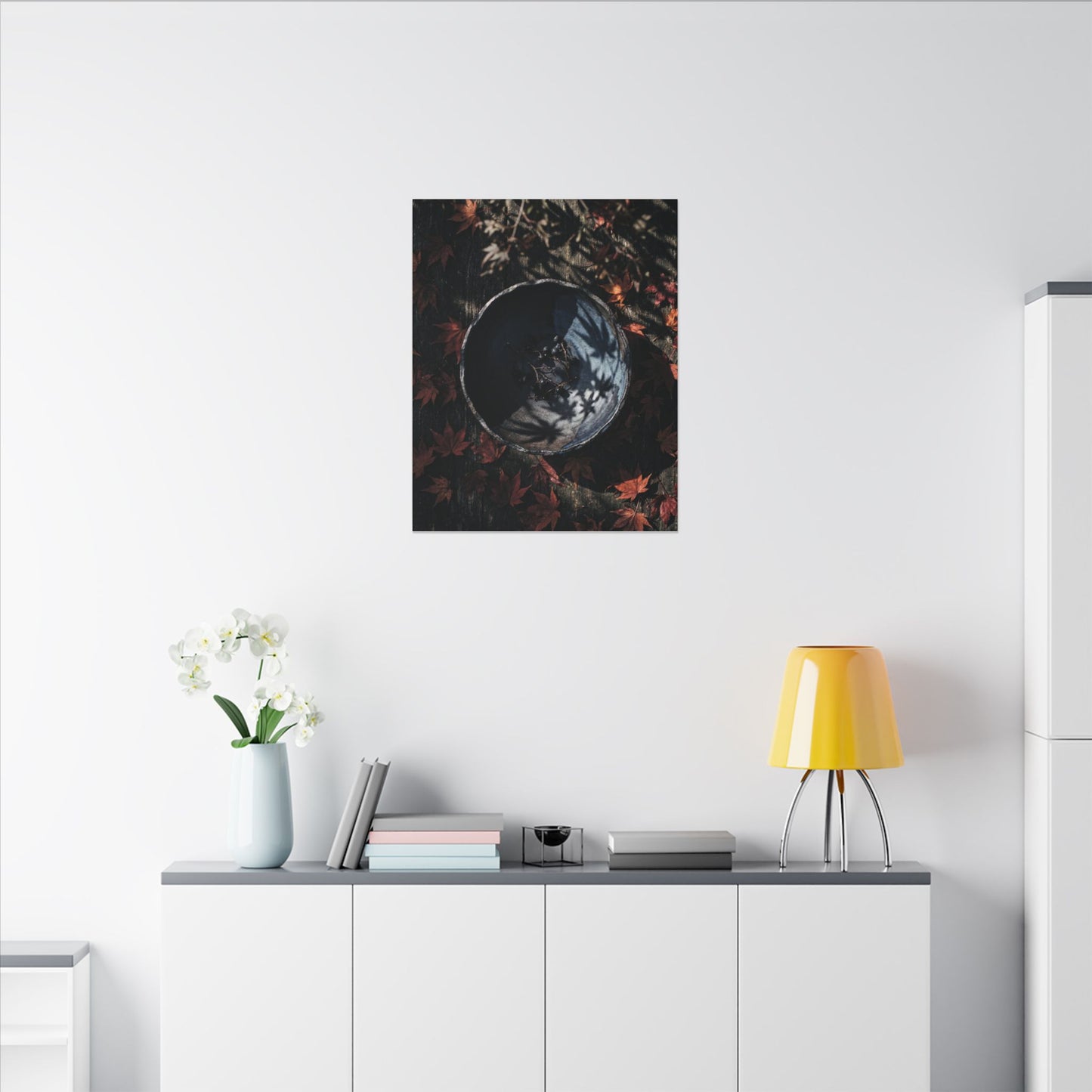 Autumn Ceramic Bowl Shadow Zen Canvas Art | Bold Decor