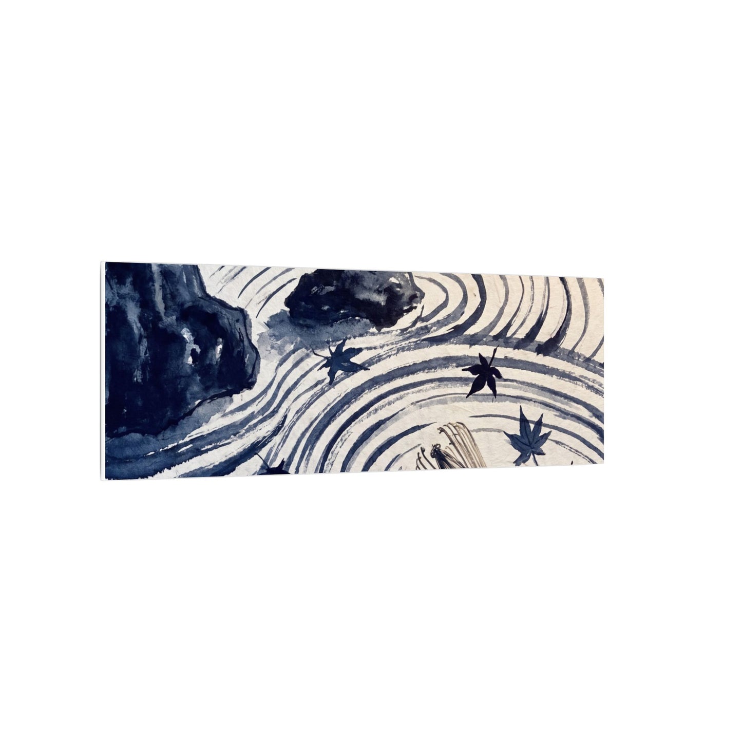 Zen Rock Garden in Golden Hour | Sumi E Canvas Art
