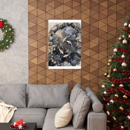 Golden Hour Koi Pond Wall Art Print - Japandi Fukinsei