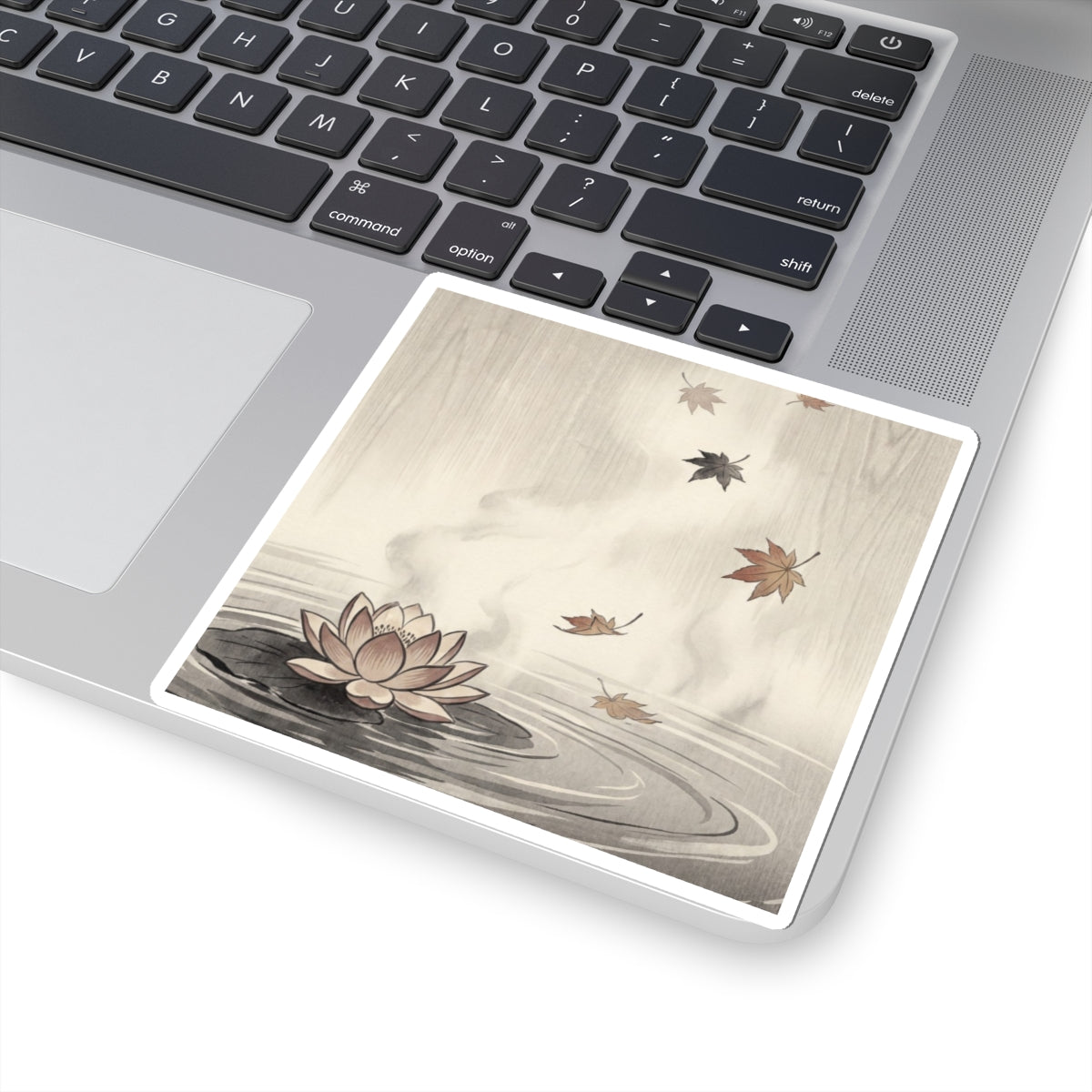 Tranquil Lotus Flower Sticker - Ukiyo E Inspired Zen Art Print