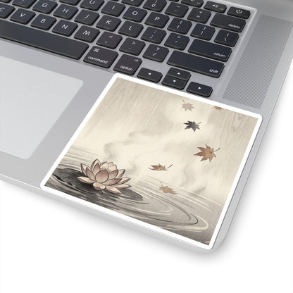 Tranquil Lotus Flower Sticker - Ukiyo E Inspired Zen Art Print