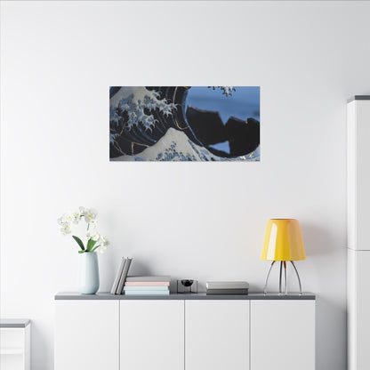 Ocean Wave Canvas Art | Winter Kintsugi Gold Repair Art