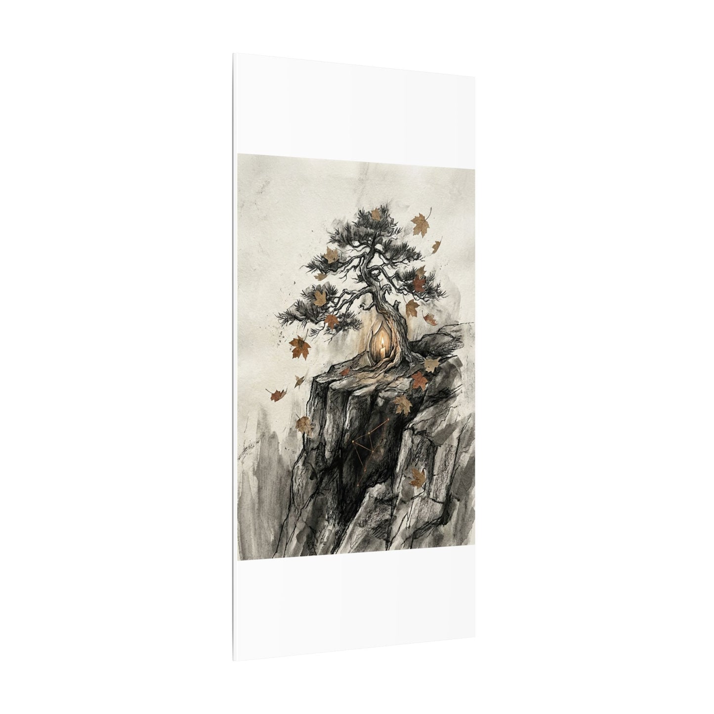 Pine Tree Autumn Canvas Art | Japandi Earthy Design