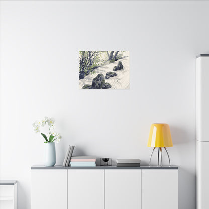 Dappled Rock Garden Canvas Art - Zen Mono No Aware
